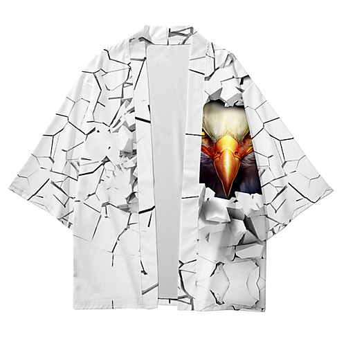 

Men's Shirt 3D Print Eagle Animal 3D Print Short Sleeve Daily Tops Casual Fashion Hawaiian White