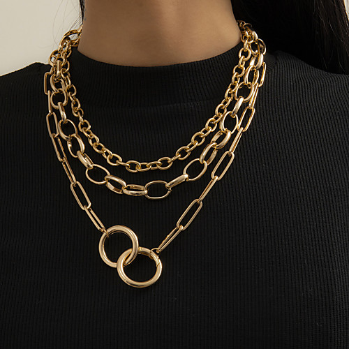 

Choker Necklace Chain Necklace Torque Women's Geometrical Artistic Simple Fashion Vintage Trendy Gold Silver 45,47,52 cm Necklace Jewelry 3pcs for Street Daily Holiday Club Festival Geometric