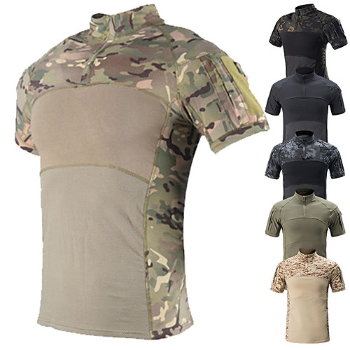 

Men's Camouflage Hunting T-shirt Military Tactical Shirt Camo / Camouflage Short Sleeve Outdoor Summer Fast Dry Wearable Quick Dry Breathable Top Cotton Camping / Hiking Hunting Fishing Green / Black