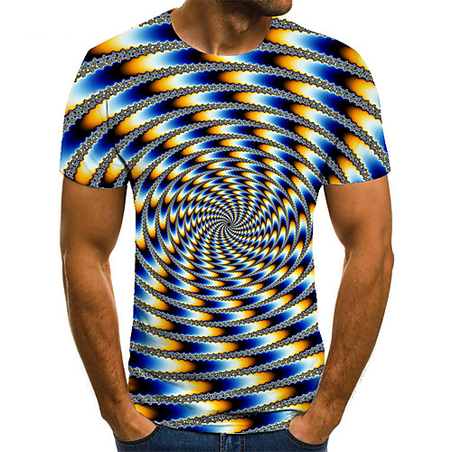 

Men's T shirt 3D Print Geometric 3D Print Print Short Sleeve Casual Tops Casual Fashion Black / White