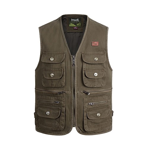 

Men's Fishing Vest Outdoor Multi-Pockets Quick Dry Lightweight Breathable Vest / Gilet Spring, Fall, Winter, Summer Fishing Photography Camping & Hiking Light Yellow Yellow Army Green / Cotton