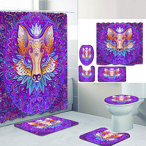 

Bathroom Shower Curtain & Mat Set Modern Polyester New Design