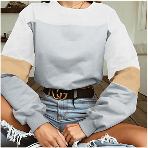 

Women's Sweatshirt Pullover Patchwork Crew Neck Cotton Sport Athleisure Sweatshirt Top Long Sleeve Breathable Soft Comfortable Everyday Use Street Casual Daily Outdoor