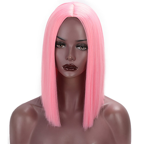 

Synthetic Wig Natural Straight Middle Part Wig 14 inch Watermelon Red PinkRed Bright Purple Synthetic Hair Women's Cosplay Party Fashion Red Pink