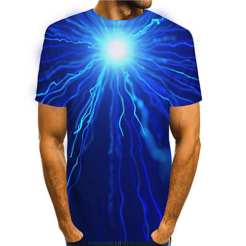 

Men's T shirt 3D Print Graphic 3D 3D Print Short Sleeve Daily Tops Basic Casual Blue