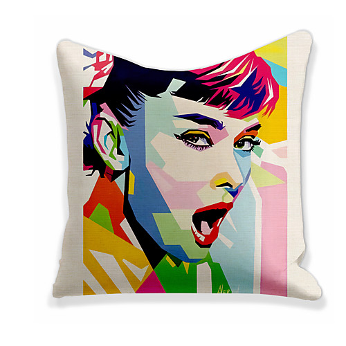 

1 pcs Linen Pillow Cover, Print Square Zipper Polyester Traditional Classic