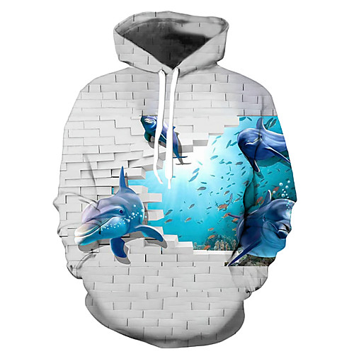 

Men's Pullover Hoodie Sweatshirt Graphic Prints Animal Print Daily Sports 3D Print 3D Print Casual Hoodies Sweatshirts White