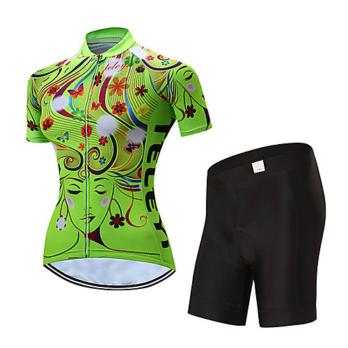 

21Grams Women's Short Sleeve Cycling Jersey with Shorts Spandex Yellow Red Blue Floral Botanical Bike Breathable Sports Graphic Mountain Bike MTB Road Bike Cycling Clothing Apparel / Stretchy