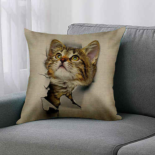 

Double Side 1 Pc Animal Cushion Cover Print 45x45cm Linen for Sofa Bedroom