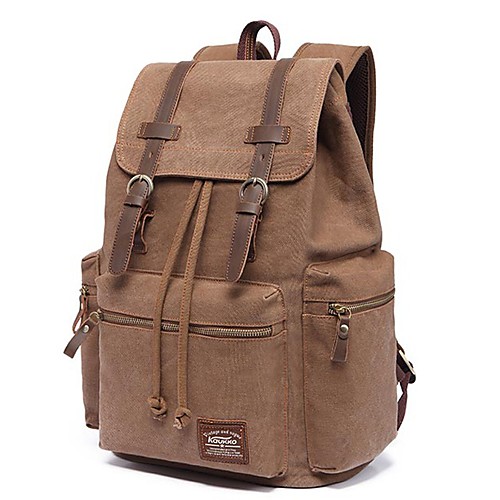 

Unisex Canvas Commuter Backpack Large Capacity Zipper Solid Color Daily Black Army Green Khaki Gray Coffee