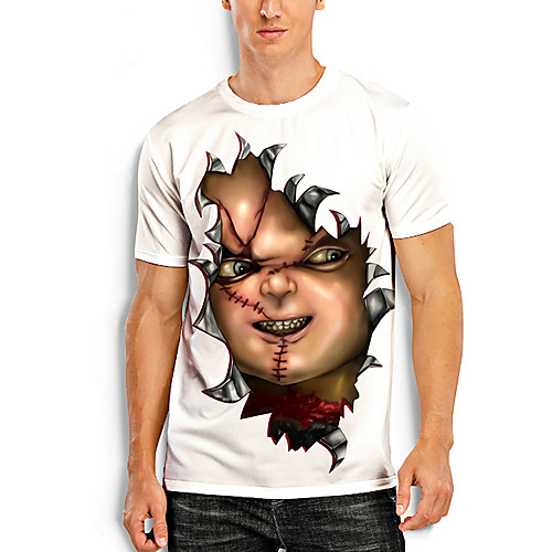 

Men's Tees T shirt 3D Print Cartoon Graphic Prints Print Short Sleeve Daily Tops Basic Casual White