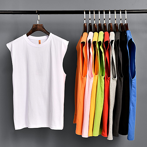 

Men's Sleeveless Running Tank Top Tee Tshirt Top Athletic Cotton Breathable Quick Dry Moisture Wicking Gym Workout Running Active Training Jogging Exercise Sportswear Solid Colored Dark Grey