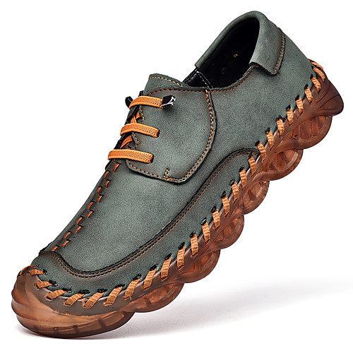 

Men's Trainers Athletic Shoes Sporty Casual Athletic Outdoor Track & Field Shoes Walking Shoes Cowhide Handmade Non-slipping Shock Absorbing Booties / Ankle Boots Black Khaki Green Spring Summer