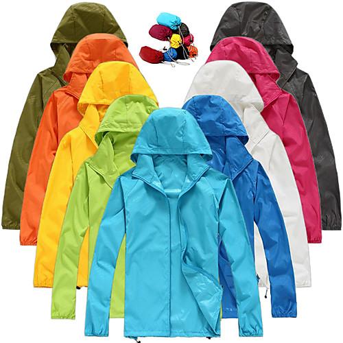 

Women's Men's Waterproof Hiking Jacket Hiking Skin Jacket Hiking Windbreaker Summer Outdoor Solid Color Packable Waterproof UV Sun Protection Windproof Jacket Hoodie Top Full Length Visible Zipper