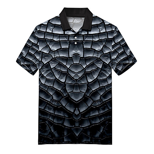 

Men's Polo 3D Print Optical Illusion Crack Button-Down Print Short Sleeve Casual Tops Casual Fashion Soft Breathable Black