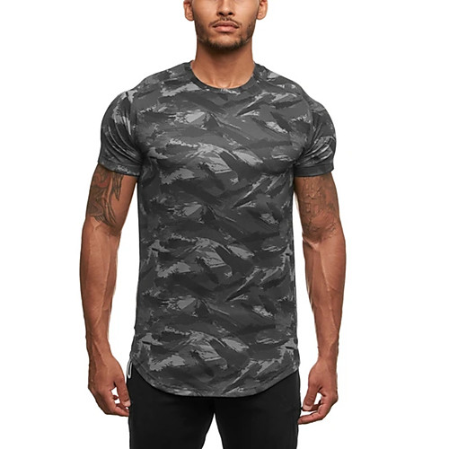 

Men's Short Sleeve Workout Tops Running Shirt Tee Tshirt Top Athletic Casual Breathable Quick Dry Moisture Wicking Fitness Gym Workout Running Jogging Exercise Sportswear Grey camouflage Camouflage