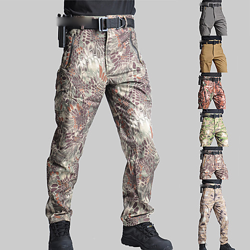 

Women's Men's Softshell Pants Tactical Pants Thermal Warm Fleece Lining Ventilation Quick Dry Autumn / Fall Spring Summer Camo / Camouflage Bottoms for Camping / Hiking Hunting Fishing Desert Python