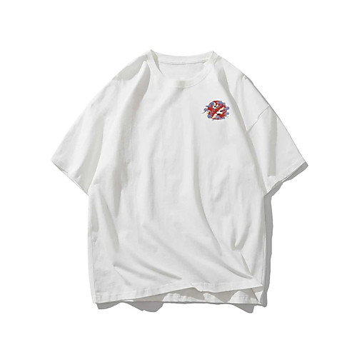 

Men's Unisex T shirt Hot Stamping Crane Animal Plus Size Print Short Sleeve Casual Tops 100% Cotton Basic Casual Fashion White