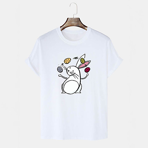 

Men's Unisex T shirt Hot Stamping Cartoon Graphic Prints Rabbit / Bunny Plus Size Print Short Sleeve Daily Tops 100% Cotton Basic Casual White Black Blushing Pink