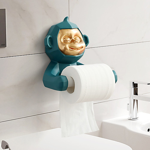 

Monkey Toilet Paper Roll Holder Kitchen Free Perforation Wall Hanging Rack Room Desktop Paper Towel Holder Toilet Paper Holder Resin