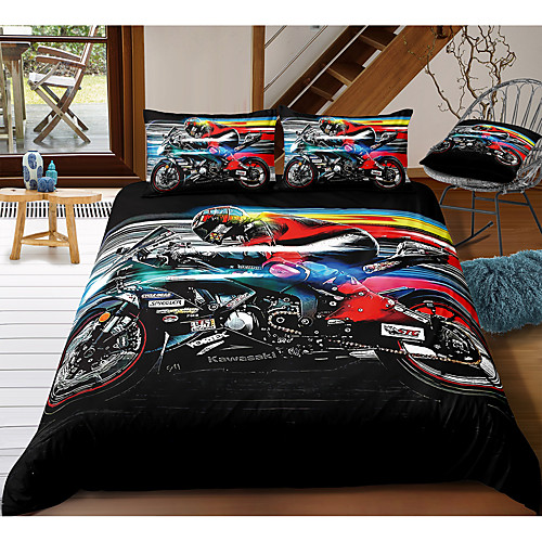 

Moto 3-Piece Duvet Cover Set Hotel Bedding Sets Comforter Cover with Soft Lightweight Microfiber, Include 1 Duvet Cover, 2 Pillowcases for Double/Queen/King(1 Pillowcase for Twin/Single)