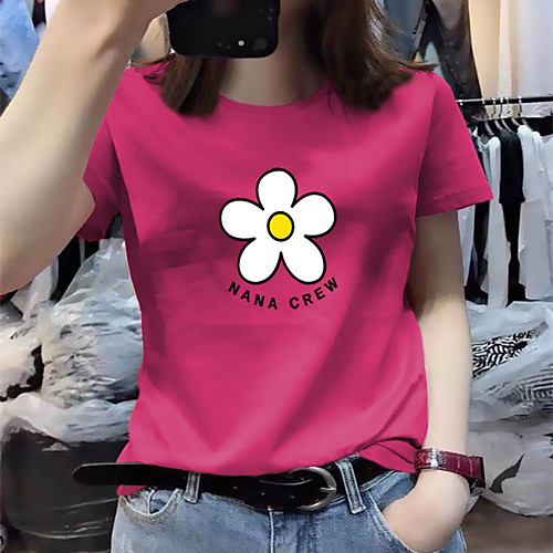 

Women's Tee / T-shirt Pure Color Crew Neck Spandex Flower Sport Athleisure Top Short Sleeves Breathable Soft Comfortable Everyday Use Casual Daily Outdoor