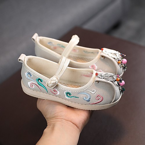 

Girls' Flats Espadrilles Cotton Lace up Little Kids(4-7ys) Big Kids(7years ) Daily Walking Shoes Flower Pink Beige Fall Spring