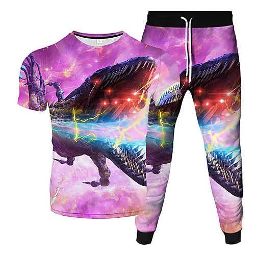 

Men's Women's 2 Piece Tracksuit Sweatsuit Street Casual Short Sleeve 2pcs Breathable Moisture Wicking Soft Gym Workout Running Jogging Training Exercise Sportswear Normal Outfit Set Clothing Suit