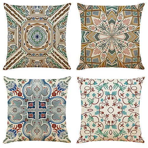 

Cushion Cover 4PCS Linen Soft Geometric Simple Classic Square Throw Pillow Cover Cushion Case Pillowcase for Sofa Bedroom 45 x 45cm (18 x 74 Inch)Superior Quality Machine Washable