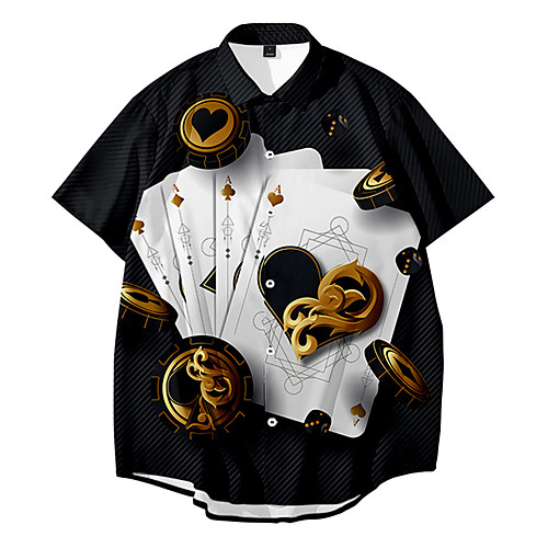

Men's Shirt 3D Print Graphic Prints Button-Down 3D Print Short Sleeve Daily Tops Casual Fashion Hawaiian Black