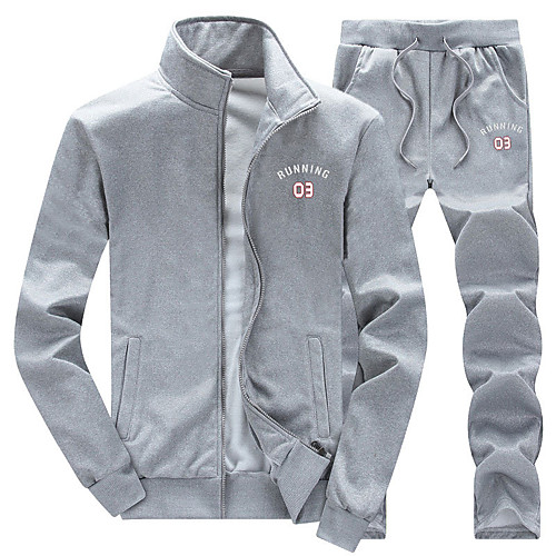 

Men's Sweatsuit 2 Piece Set Elastic Waistband Stand Collar Sport Athleisure Clothing Suit Long Sleeve Breathable Soft Comfortable Exercise & Fitness Everyday Use Outdoor Fitness Exercising