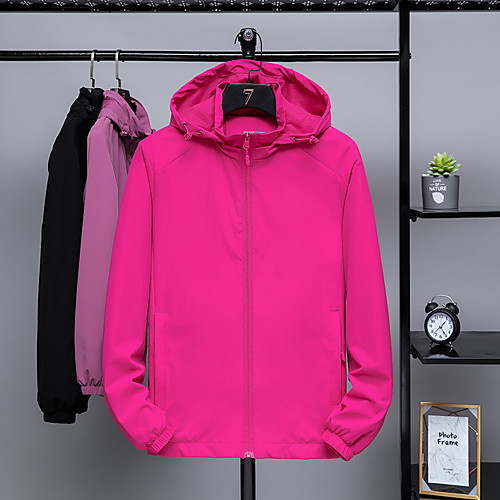 

Women's Hiking Softshell Jacket Waterproof Hiking Jacket Hiking Windbreaker Outdoor Solid Color Lightweight Windproof Breathable Quick Dry Jacket Hoodie Top Spandex Full Length Visible Zipper Fishing