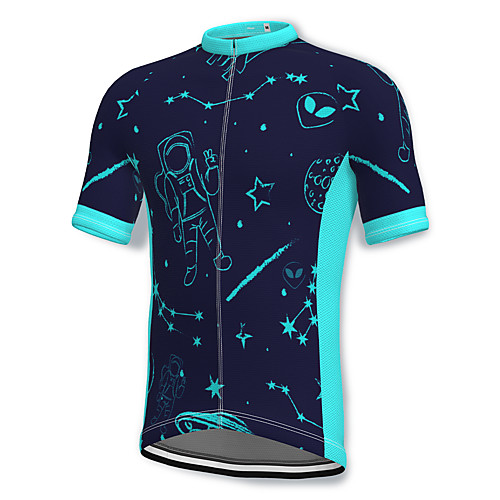 

21Grams Men's Short Sleeve Cycling Jersey Spandex Dark Navy Galaxy Bike Top Mountain Bike MTB Road Bike Cycling Breathable Quick Dry Sports Clothing Apparel / Athleisure