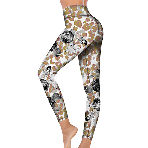 

21Grams Women's High Waist Yoga Pants Cropped Leggings Tummy Control Butt Lift Breathable Grey Fitness Gym Workout Running Sports Activewear High Elasticity