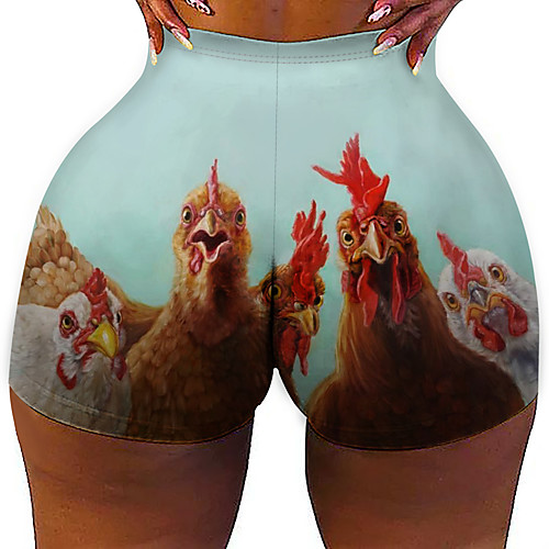 

Women's Colorful Fashion Comfort Holiday Beach Leggings Pants Graphic Prints Animal Short Sporty Elastic Waist Print Light Blue