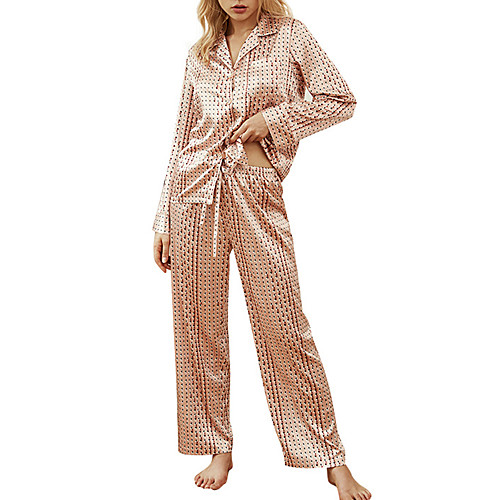 

Women's Home Polyester Normal Leisure Turndown Loungewear Full Body Stylish Spring & Fall M Blushing Pink