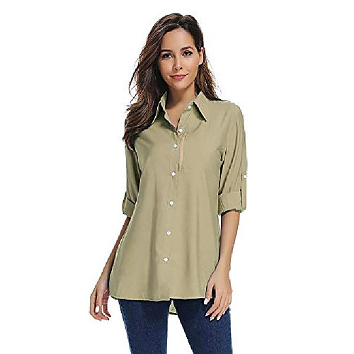 

Women's Hiking Shirt / Button Down Shirts Long Sleeve Sweatshirt Top Outdoor Lightweight Breathable Quick Dry Sweat wicking Spring Summer Light Green Wine Pink Fishing Climbing Camping / Hiking