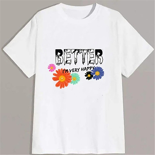 

Men's T shirt Hot Stamping Graphic Prints Letter Print Short Sleeve Daily Tops 100% Cotton Fashion Vintage Classic White