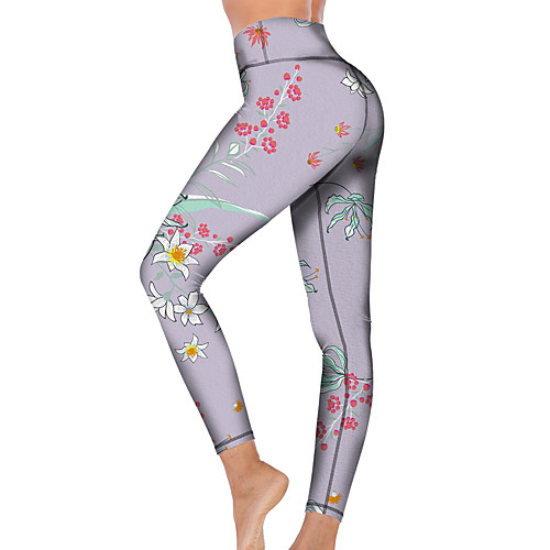 

21Grams Women's High Waist Yoga Pants Cropped Leggings Tummy Control Butt Lift Breathable Purple Fitness Gym Workout Running Sports Activewear High Elasticity
