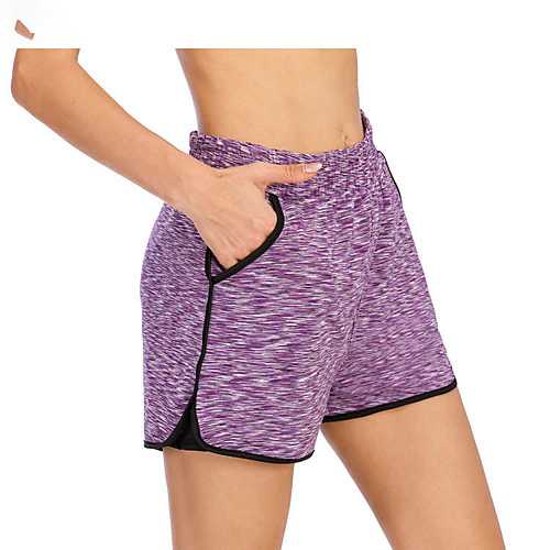 

Women's Running Shorts 2 in 1 Side Pockets Shorts Breathable Quick Dry Moisture Wicking Violet Black Light Purple Yoga Fitness Running Sports Activewear Stretchy