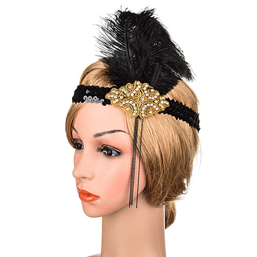 

1920s The Great Gatsby Feathers Headpiece with Feather / Crystals 1 Piece Special Occasion / Party / Evening Headpiece