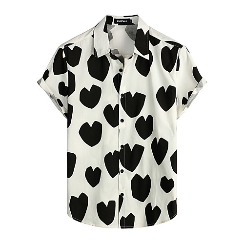 

Men's Shirt Floral Short Sleeve Daily Tops 100% Cotton Basic Boho Black / White
