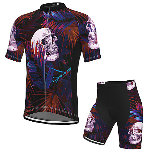 

Men's Short Sleeve Cycling Jersey with Shorts Spandex Black Skull Bike Breathable Quick Dry Sports Graphic Mountain Bike MTB Road Bike Cycling Clothing Apparel / Stretchy / Athletic / Athleisure