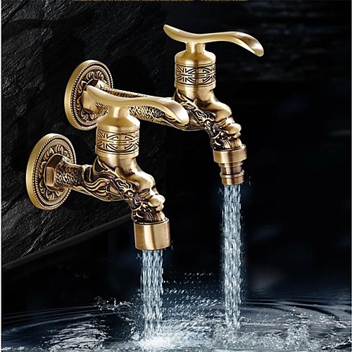 

Superior Quality Outdoor Faucet Antique Brass Antique Brass Garden Outdoor Faucet Bathroom Wall Mount Water Decorative Hose Single Cold Tap G 1/2 inch Connection Spigot
