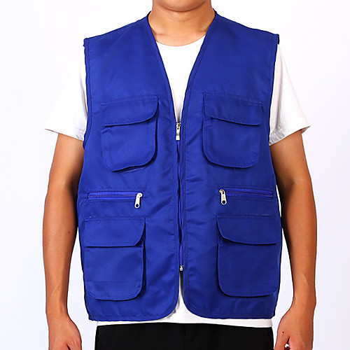 

Men's Hunting Gilet Outdoor Ventilation Front Zipper Wearable Comfortable Summer Solid Colored Cotton Polyester Yellow Red Blue
