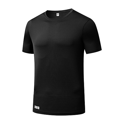 

Men's T shirt Hiking Tee shirt Short Sleeve Crew Neck Tee Tshirt Top Outdoor Lightweight Breathable Quick Dry Soft Autumn / Fall Spring Polyester White Black Dark Blue Climbing