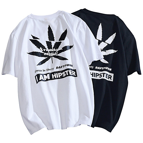 

Men's Unisex T shirt Hot Stamping Graphic Prints Maple Leaf Plus Size Print Short Sleeve Casual Tops 100% Cotton Basic Casual Fashion White Black