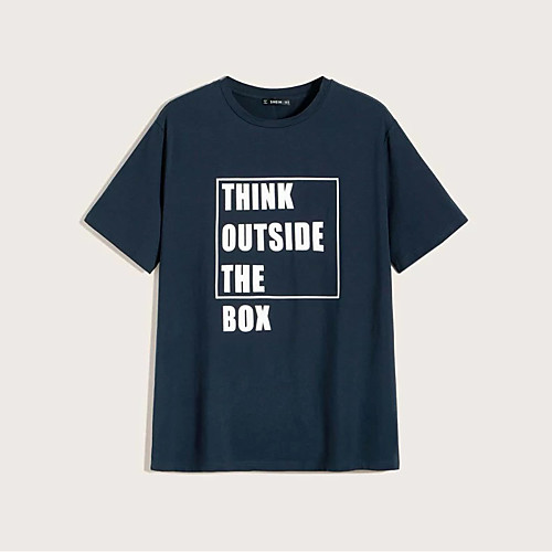 

Men's Unisex T shirt Hot Stamping Graphic Prints Letter Plus Size Print Short Sleeve Daily Tops 100% Cotton Basic Fashion Classic Navy Blue