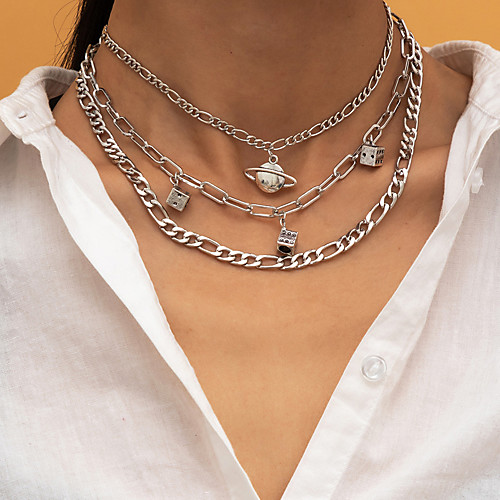

Choker Necklace Chain Necklace Torque Women's Artistic Simple Fashion Vintage Trendy White 45,47,52 cm Necklace Jewelry 3pcs for Street Daily Holiday Club Festival Square Geometric / Long Necklace