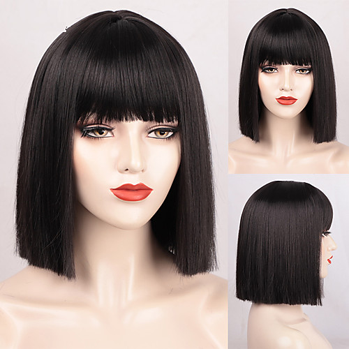 

Synthetic Wig Natural Straight Short Bob Neat Bang Wig 12 inch A10 A11 A12 A1 A2 Synthetic Hair Women's Fashionable Design Cosplay Party Red Brown